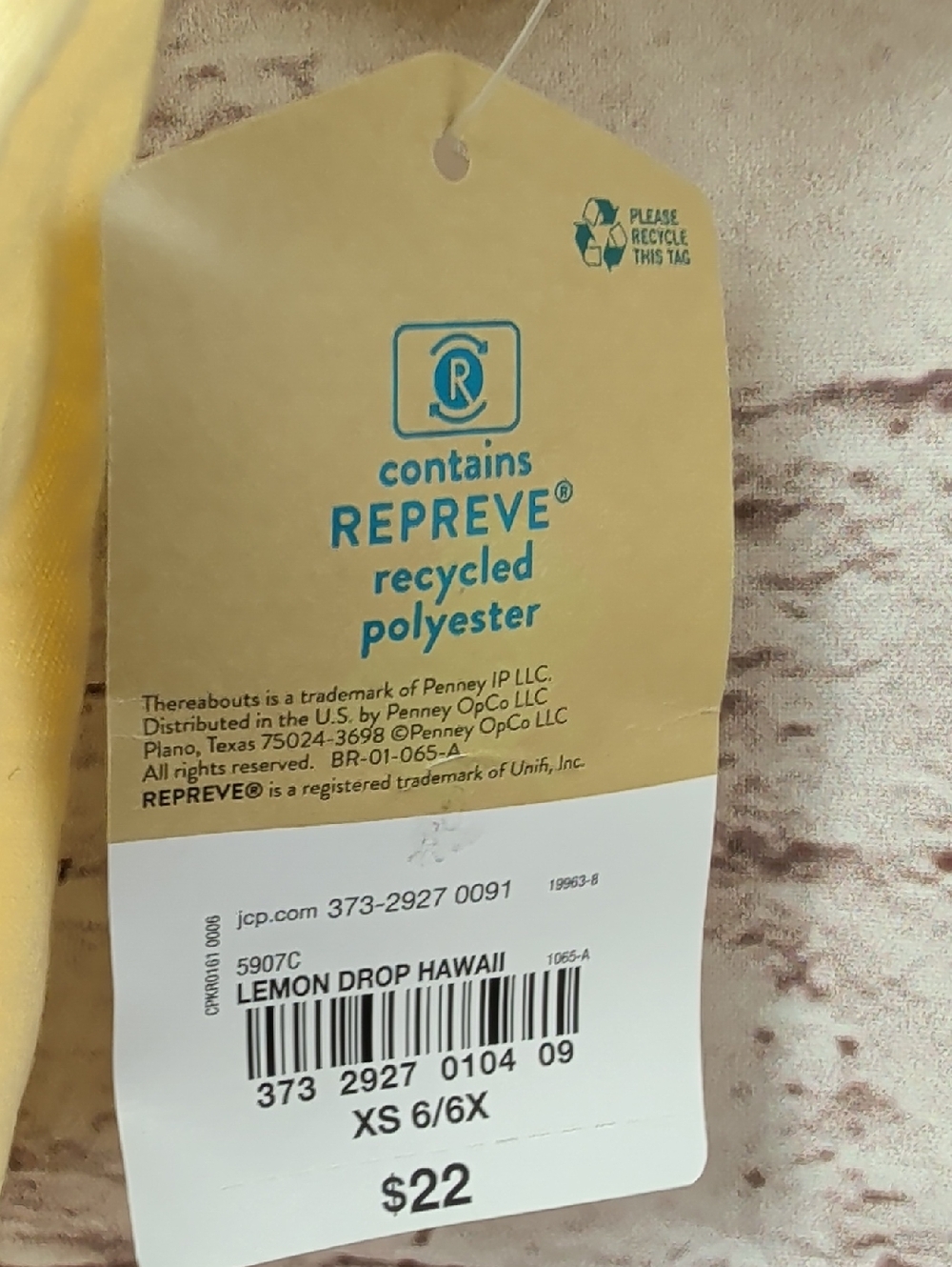 Thereabouts Yellow Hawaii Graphic Tee Girls Xs Nwt - Picture 3 of 4